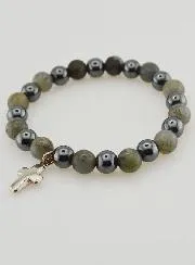 Bracelet with Cross - Hematite and Labradorite
