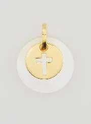 Gold-Plated Token Medal with Mother-of-Pearl - Cross