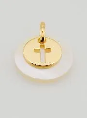 Gold-Plated Token Medal with Mother-of-Pearl - Cross