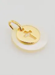 Gold-Plated Token Medal with Mother-of-Pearl - Cross