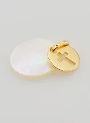 Gold-Plated Token Medal with Mother-of-Pearl - Cross