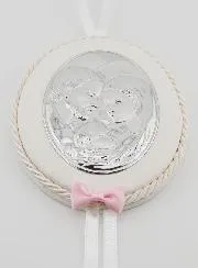 Christening Gift Girl - Leather Cradle Medal Holy Family