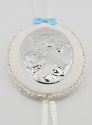 Christening Gift for Boys - Leather Cradle Medal Angel Lantern