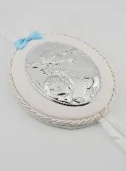 Christening Gift for Boys - Leather Cradle Medal Angel Lantern