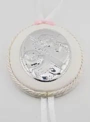 Christening Gift Girl - Leather Cradle Medal Angel Lantern