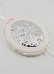 Christening Gift Girl - Leather Cradle Medal Angel Lantern