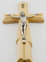 Hanging Crucifix Light Wood - 20cm