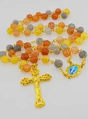 Multicoloured Glass Bead Rosary - Miraculous Medal