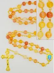 Miraculous Virgin Rosary with Glass Beads - Orange