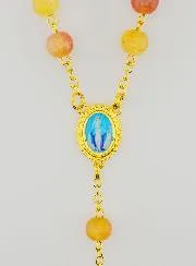 Miraculous Virgin Rosary with Glass Beads - Orange