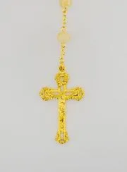 Orange Glass Bead Rosary - Miraculous Medal