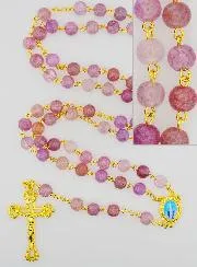 Miraculous Virgin Rosary with Glass Beads - Purple