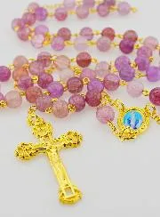 Miraculous Virgin Rosary with Glass Beads - Purple