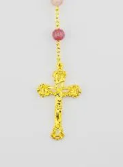 Rosary with Purple Glass Beads - Miraculous Virgin