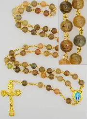 Miraculous Virgin Rosary with Glass Beads - Brown