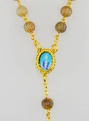 Miraculous Virgin Rosary with Glass Beads - Brown