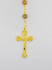 Brown Glass Bead Rosary - Miraculous Medal