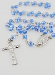 Faceted Blue Bead Rosary - Miraculous Medal