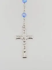 Faceted Blue Bead Rosary - Miraculous Medal