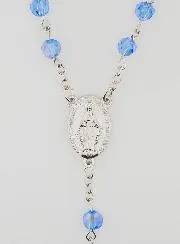 Faceted Blue Bead Rosary - Miraculous Medal
