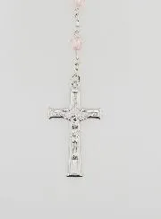 Faceted Pink Bead Rosary - Miraculous Medal
