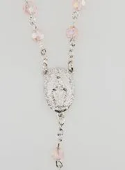Faceted Pink Bead Rosary - Miraculous Medal