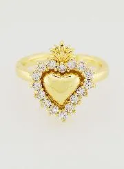 Adjustable Ex Voto Ring in Golden Brass and Rhinestones