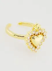 Adjustable Ex Voto Ring in Golden Brass and Rhinestones