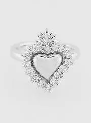 Adjustable Ex Voto Ring Silvery Brass and Strass