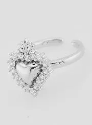 Adjustable Ex Voto Ring Silvery Brass and Strass