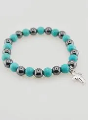 Gemstone Bracelet - Hematite and Turquoise