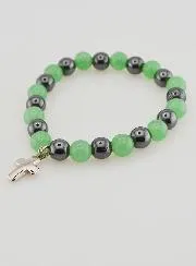 Religious Bracelet with Cross - Hematite and Aventurine