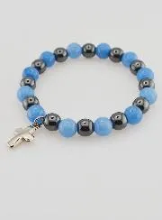 Religious Bracelet with Cross - Hematite and Angelite