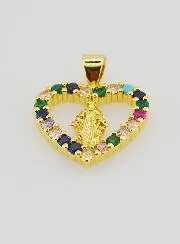 Coloured Heart Pendant - Miraculous Virgin Mary