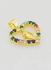 Coloured Heart Pendant - Miraculous Virgin Mary