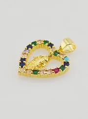 Coloured Heart Pendant - Miraculous Virgin Mary