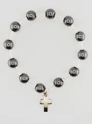 Bracelet With Cross - Hematite and Rock Crystal