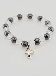 Gemstone Bracelet Hematite and Rock Crystal