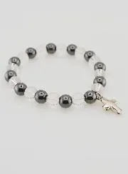 Gemstone Bracelet Hematite and Rock Crystal