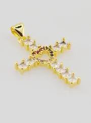 Cross Heart Pendant with Zirconia - 25mm