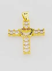 Cross Heart Pendant with Zirconia - 25mm