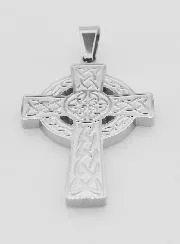Celtic Cross Pendant in Stainless Steel  - 45mm