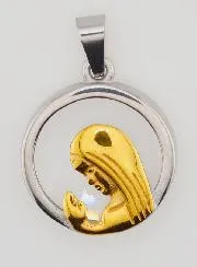 Virgin Mary in Prayer Medal 20mm - Glass and Stainless Steel