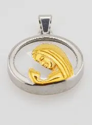 Virgin Mary in Prayer Medal 20mm - Glass and Stainless Steel