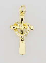 Entwined Cross Heart Pendant - 25mm