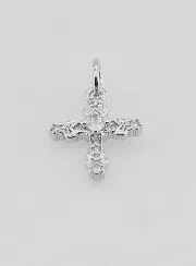 Silvery Baroque Cross Pendant - 15mm