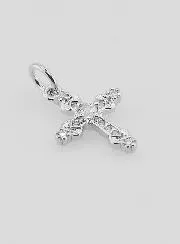 Silvery Baroque Cross Pendant - 15mm