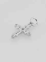 Silvery Baroque Cross Pendant - 15mm