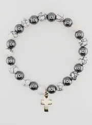 Gemstone Bracelet Hematite and Howlite