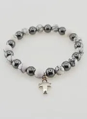 Gemstone Bracelet Hematite and Howlite